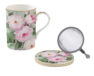 Kubek z zaparzaczem porcelanowy + pokrywka prezent