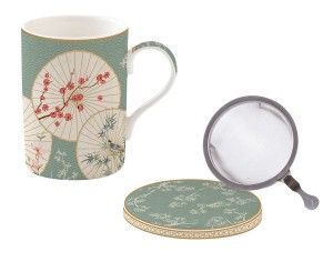 Kubek z zaparzaczem porcelanowy + pokrywka prezent