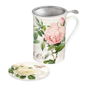 Kubek z zaparzaczem porcelanowy + pokrywka prezent