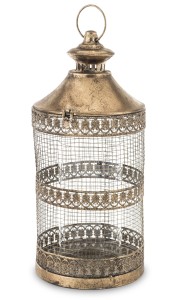 LATARNIA METALOWA CIEMNE ZŁOTO LAMPION RETRO