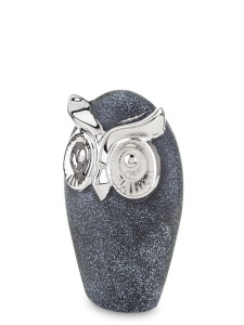 Figura sowa czarna srebrna ceramika dekoracja