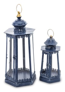 Duża latarnia metalowa lampion granat kpl 2 szt