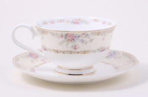 Filiżanki 2+2 do kawy herbaty motyw kwiaty