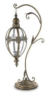 Latarnia metalowa postarzana złota lampion retro