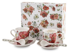 Filiżanki do espresso 2+2 80 ml wzór kwiatów