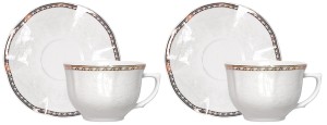 Komplet filiżanek z porcelany 2+2 Elegance