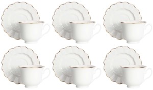 Komplet filiżanek z porcelany 6+6 Adelle