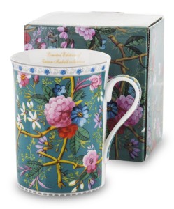 Elegancki Duży Kubek Porcelanowy Kwiaty