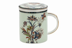 Kubek z zaparzaczem porcelanowy + pokrywka sitko