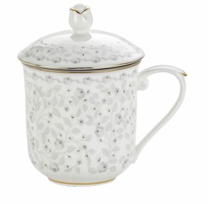 Kubek z zaparzaczem porcelanowy + pokrywka sitko