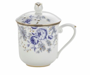 Kubek z zaparzaczem porcelanowy + pokrywka sitko