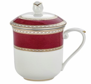 Kubek z zaparzaczem porcelanowy + pokrywka sitko