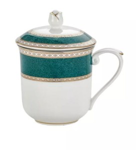 Kubek z zaparzaczem porcelanowy + pokrywka sitko