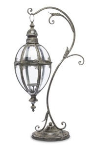 LATARNIA METALOWA POSTARZANA SREBRNY LAMPION RETRO