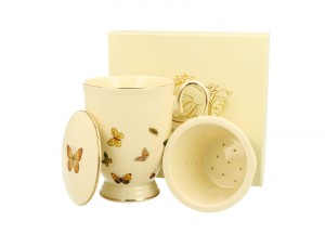 Kubek z zaparzaczem porcelanowy Motylki 400 ml
