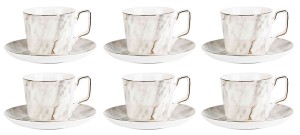 Marmur komplet filiżanek 6+6 260ml kawa herbata
