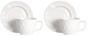 Komplet filiżanek 2+2 SZAFIR białe 300 ml prezent