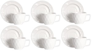 Komplet białych filiżanek 6+6 SZAFIR 300 ml