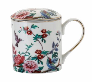 Kubek z zaparzaczem porcelanowy + pokrywka sitko