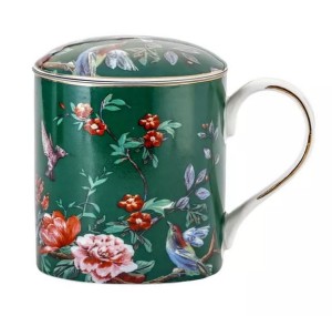 Kubek z zaparzaczem porcelanowy + pokrywka sitko