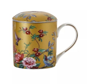 Kubek z zaparzaczem porcelanowy + pokrywka sitko