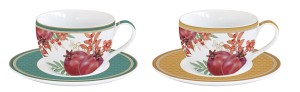Filiżanki 2+2 komplet porcelany jarzębina kolorowe