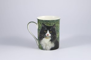 Kubek porcelanowy 350 ml kot czarny biały kotek