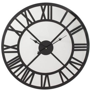 Zegar ścienny duży lustrzany metalowy czarny