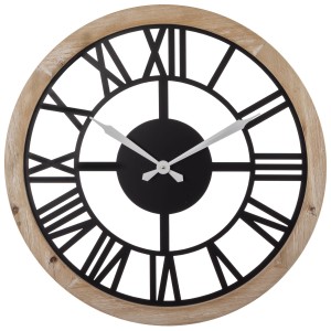 Zegar ścienny duży drewniany metalowy czarny