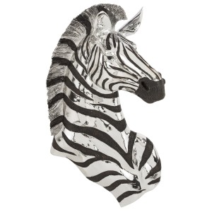 Dekoracja ścienna zebra głowa srebrna czarna