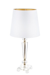 Lampa metalowa kryształowa glamour biały abażur