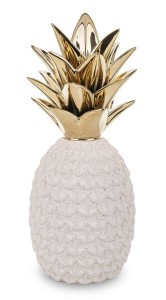 Ceramiczna dekoracja ananas biały złoty prezent