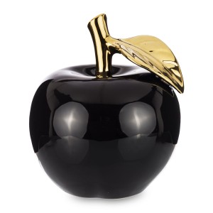 Ceramiczna dekoracja jabłko czarne złote prezent