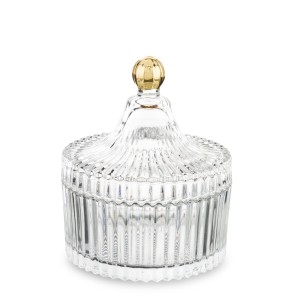 Pojemnik dekoracyjny szklany przezroczysty złoty