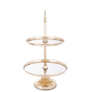 Patera piętrowa złota metalowa lustrzana glamour