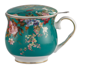 Kubek z zaparzaczem porcelanowy + pokrywka sitko