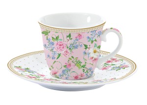 FILIŻANKA SPODEK PORCELANA KWIATY 200 ML