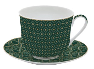 FILIŻANKA CZARNA SPODEK PORCELANA 400 ML