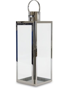 LATARNIA METALOWA SREBRNA LAMPION GLAMOUR DEKORACJA