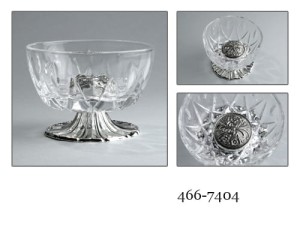 Patera szklana nodze metalowa platerowana srebrna