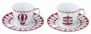 Zestaw 2+2 Filiżanki świąteczne 80 ml Boże Narodzenie Karuzela