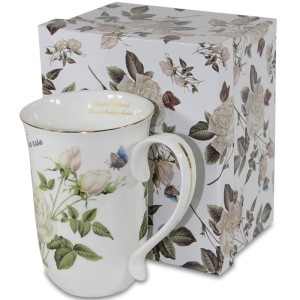 Kubek Porcelanowy Biały Kwiaty Róże 400 ml