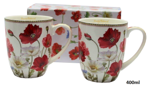 Kubki zestaw kwiaty maki komplet kubków 400 ml