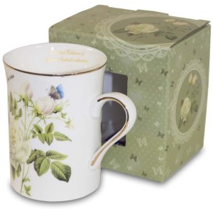 Kubek Porcelanowy Biały Kwiaty Róże 250 ml