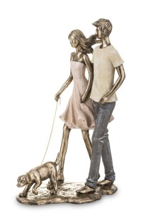 Figura Zakochani Para Ona i On Spacer Pies Dekoracja Prezent