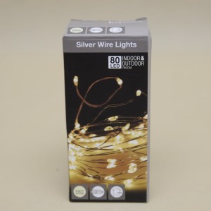 Lampki srebrny drut barwa bardzo ciepła 80 LED 8 metrów