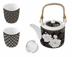 Czajnik 600 ml z zaparzaczem + 2 czarki 160 ml