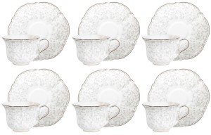 ANABEL KOMPLET FILIŻANEK 6+6 240 ml KAWA HERBATA PORCELANA