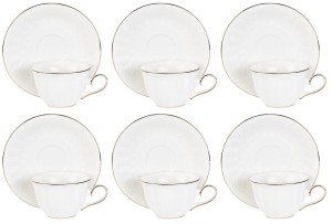 VILLA KOMPLET FILIŻANEK 6+6 250 ml KAWA HERBATA PORCELANA
