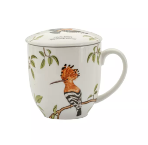 Kubek z zaparzaczem dudek porcelanowy + pokrywka + sitko 380 ml